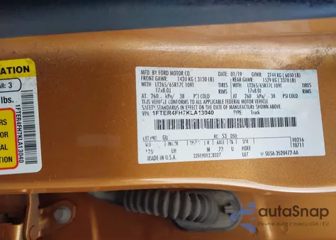 2019 Ford Ranger Xlt z USA, uszkodzony, nr VIN 1FTER4FH7KLA13040